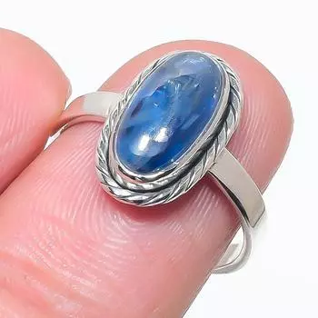 Natural Blue Kyanite Gemstone Handmade 925 Solid Silver Jewelry Ring S.7.5 j2i20