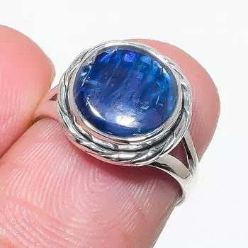 Natural Blue Kyanite Gemstone Handmade 925 Solid Silver Jewelry Ring S.5.5 o2k57