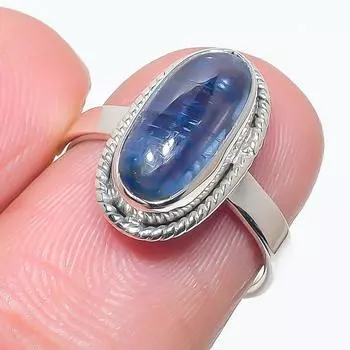 Natural Blue Kyanite Gemstone Handmade 925 Solid Silver Jewelry Ring Size 6 g5f14