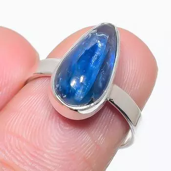 Natural Blue Kyanite Gemstone Handmade 925 Solid Silver Jewelry Ring Size 7 o6j44