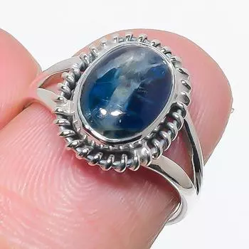 Natural Blue Kyanite Gemstone Handmade 925 Solid Silver Jewelry Ring Size 6 p7P73