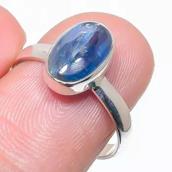 Natural Blue Kyanite Gemstone Handmade 925 Solid Silver Jewelry Ring Size 8 L4r09