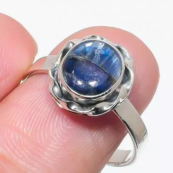 Natural Blue Kyanite Gemstone Handmade 925 Solid Silver Jewelry Ring Size 9 O0l68