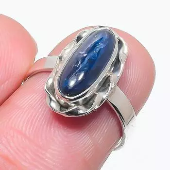 Natural Blue Kyanite Gemstone Handmade 925 Solid Silver Jewelry Ring Size 7 m2t71