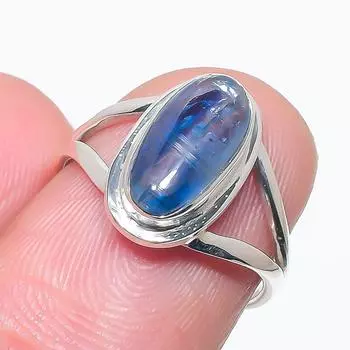 Natural Blue Kyanite Gemstone Handmade 925 Solid Silver Jewelry Ring Size 6 p2o88