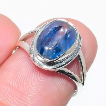 Natural Blue Kyanite Gemstone Handmade 925 Solid Silver Jewelry Ring Size 6 o6q12