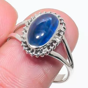 Natural Blue Kyanite Gemstone Handmade 925 Solid Silver Jewelry Ring Size 9 C8O15