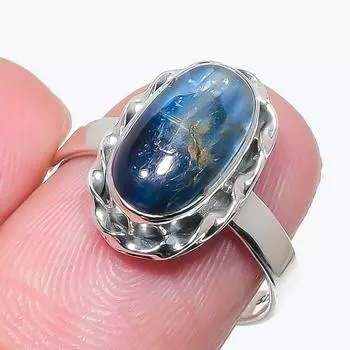 Natural Blue Kyanite Gemstone Handmade 925 Solid Silver Jewelry Ring Size 7 t6o15