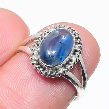 Natural Blue Kyanite Gemstone Handmade 925 Solid Silver Jewelry Ring Size 6 a4O16
