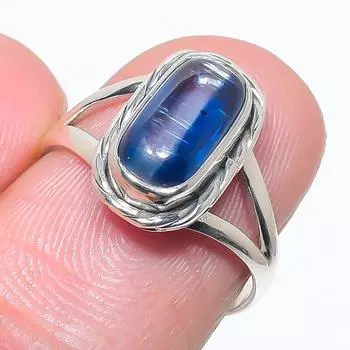 Natural Blue Kyanite Gemstone Handmade 925 Solid Silver Jewelry Ring Size 7 R3G22