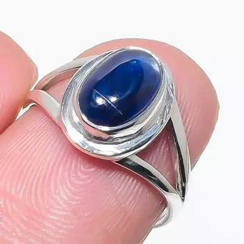 Natural Blue Kyanite Gemstone Handmade 925 Solid Silver Jewelry Ring Size 6 u5V28