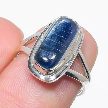 Natural Blue Kyanite Gemstone Handmade 925 Solid Silver Jewelry Ring Size 6 L3T72