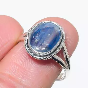 Natural Blue Kyanite Gemstone Handmade 925 Solid Silver Jewelry Ring Size 8 s3s30