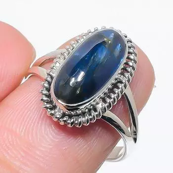 Natural Blue Kyanite Gemstone Handmade 925 Solid Silver Jewelry Ring Size 8 R4e25