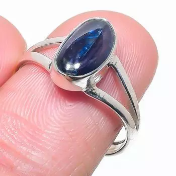 Natural Blue Kyanite Gemstone Handmade 925 Solid Silver Jewelry Ring Size 8 m2o73