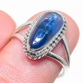 Natural Blue Kyanite Gemstone Handmade 925 Solid Silver Jewelry Ring Size 7 B3p85