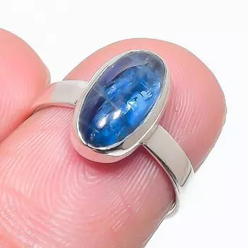 Natural Blue Kyanite Gemstone Handmade 925 Solid Silver Jewelry Ring Size 6 j4b61