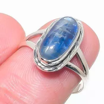 Natural Blue Kyanite Gemstone Handmade 925 Solid Silver Jewelry Ring Size 8 q3s09