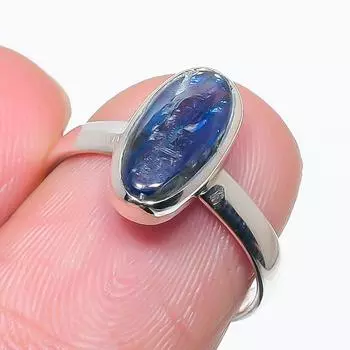 Natural Blue Kyanite Gemstone Handmade 925 Solid Silver Jewelry Ring Size 6 R1e52