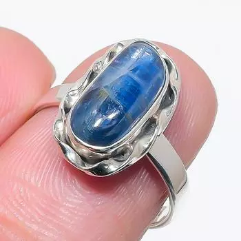 Natural Blue Kyanite Gemstone Handmade 925 Solid Silver Jewelry Ring Size 7 I0M32