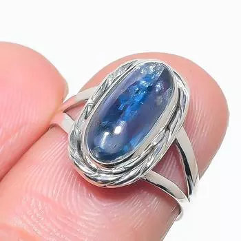 Natural Blue Kyanite Gemstone Handmade 925 Solid Silver Jewelry Ring Size 6 r9l98