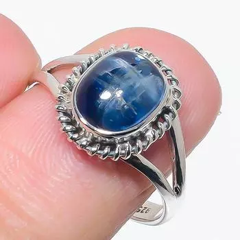 Natural Blue Kyanite Gemstone Handmade 925 Solid Silver Jewelry Ring Size 9 P9D47