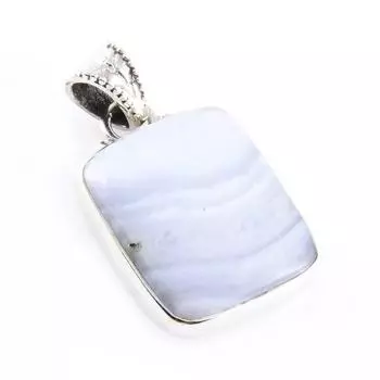 Natural Blue Lace Agate Gemstone 925 Solid Sterling Silver Pendant 1.2 F1p25