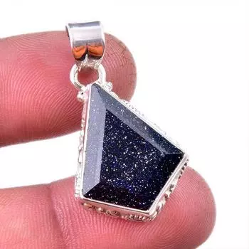 Natural Blue Sunstone Gemstone 925 Solid Sterling Silver Gift Pendant 1.50 k3J12