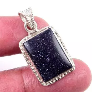 Natural Blue Sunstone Gemstone 925 Solid Sterling Silver Gift Pendant 1.25 S5c20