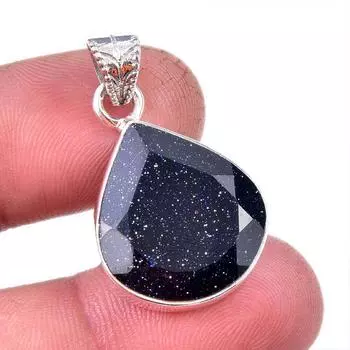 Natural Blue Sunstone Gemstone 925 Solid Sterling Silver Gift Pendant 1.25 I0s88