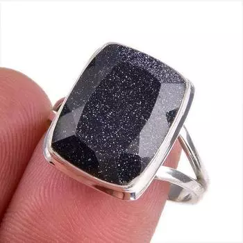 Natural Blue Sunstone Gemstone 925 Solid Sterling Silver Jewelry Ring S.9 k7M70