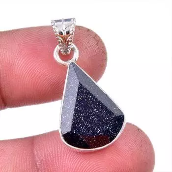 Natural Blue Sunstone Gemstone 925 Solid Sterling Silver Gift Pendant 1.25 w0P26
