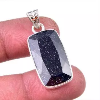 Natural Blue Sunstone Gemstone 925 Solid Sterling Silver Gift Pendant 1.50 n6c84