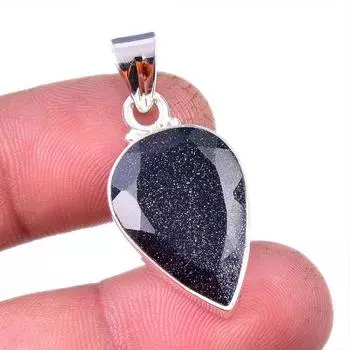 Natural Blue Sunstone Gemstone 925 Solid Sterling Silver Gift Pendant 1.50 I7C95