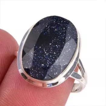 Natural Blue Sunstone Gemstone 925 Solid Sterling Silver Jewelry Ring S.7.5 I5J94