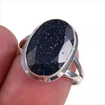 Natural Blue Sunstone Gemstone 925 Solid Sterling Silver Jewelry Ring S.7 o7p73