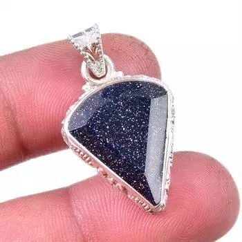 Natural Blue Sunstone Gemstone 925 Solid Sterling Silver Gift Pendant 1.25 t1O08
