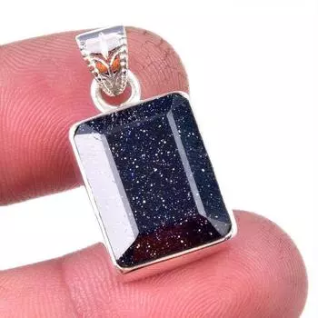 Natural Blue Sunstone Gemstone 925 Solid Sterling Silver Gift Pendant 1.25 r1f61