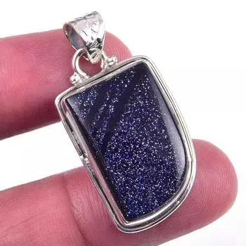 Natural Blue Sunstone Gemstone 925 Solid Sterling Silver Gift Pendant 1.50 M2M60