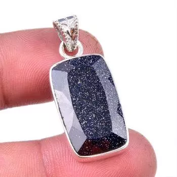 Natural Blue Sunstone Gemstone 925 Solid Sterling Silver Gift Pendant 1.50 C5p00