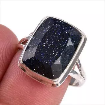 Natural Blue Sunstone Gemstone 925 Solid Sterling Silver Jewelry Ring S.9 s2M79