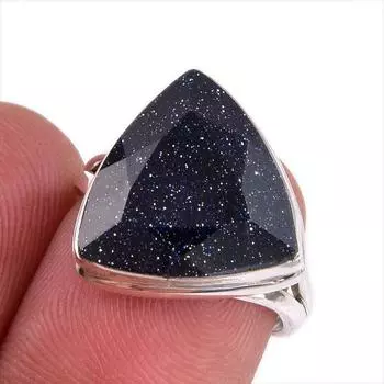 Natural Blue Sunstone Gemstone 925 Solid Sterling Silver Jewelry Ring S.6.5 g5k42