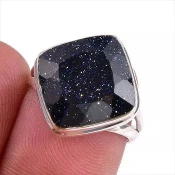 Natural Blue Sunstone Gemstone 925 Solid Sterling Silver Jewelry Ring S.6 R9T48