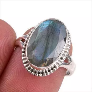 Natural Blue Sunstone Gemstone 925 Solid Sterling Silver Jewelry Ring S.7.5 G1a18