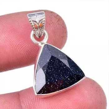 Natural Blue Sunstone Gemstone 925 Solid Sterling Silver Gift Pendant 1.25 r1T85