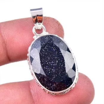 Natural Blue Sunstone Gemstone 925 Solid Sterling Silver Gift Pendant 1.50 y3N74