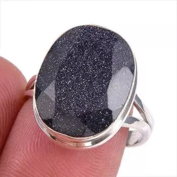 Natural Blue Sunstone Gemstone 925 Solid Sterling Silver Jewelry Ring S.8 B3L27