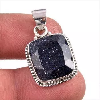 Natural Blue Sunstone Gemstone 925 Solid Sterling Silver Gift Pendant 1.25 Z3I73