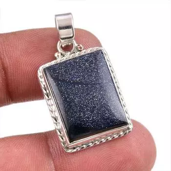 Natural Blue Sunstone Gemstone 925 Solid Sterling Silver Gift Pendant 1.50 W2w07