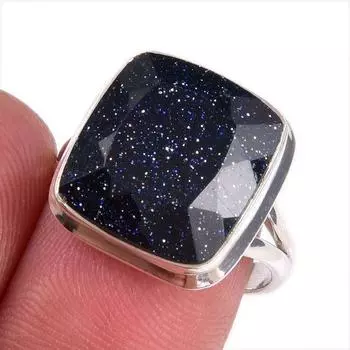 Natural Blue Sunstone Gemstone 925 Solid Sterling Silver Jewelry Ring S.7 t3z16